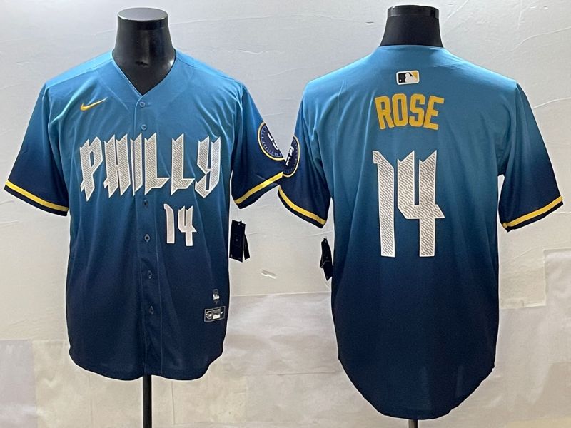 Men 2025 Philadelphia Phillies #14 Rose Blue City Edition Nike MLB Jersey style 4